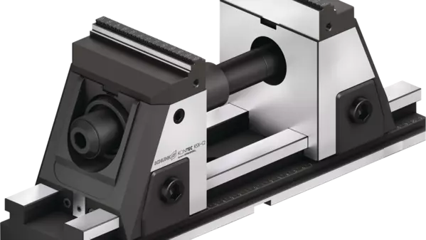 スリムな 5 軸バイスで工具不要のジョーツールチェンジと スリムな 5 軸バイスで工具不要のジョーツールチェンジと