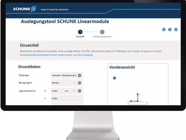 SCHUNK – Sizing assistant for linear modules